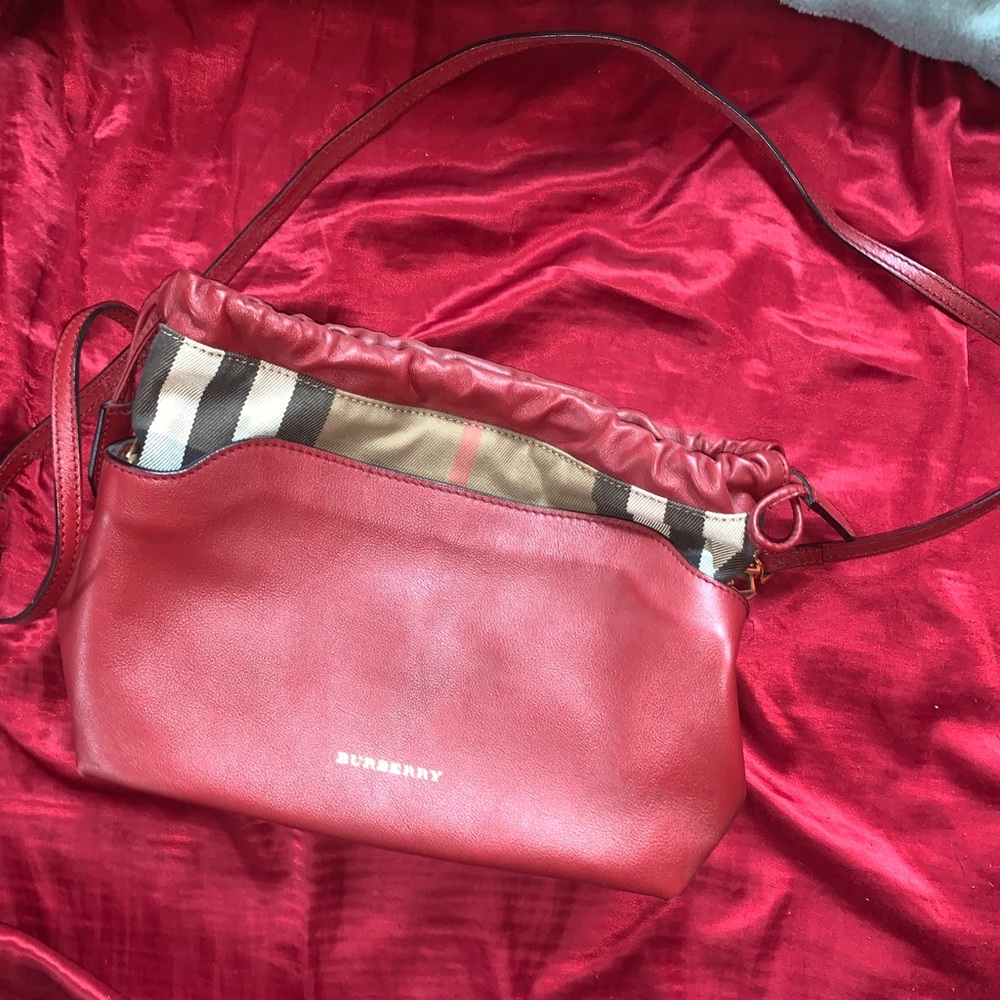 Beautiful cherry red Burberry crossbody bag. Medium size. impeccable condition